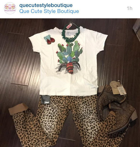Turquoise Cactus and serape skull tee