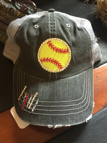 Softball Cap with swarovski crystals