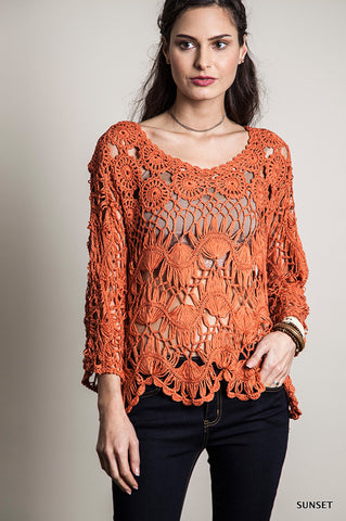 Oversized Knit Tunic Top in Sunset