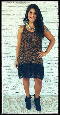Black Cheetah Ruffle Dress