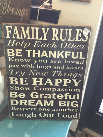 Family Rules Box Sign