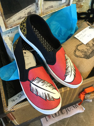 Hand painted War paint shoes size 7