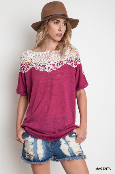 Patched Lace Sweater Tee