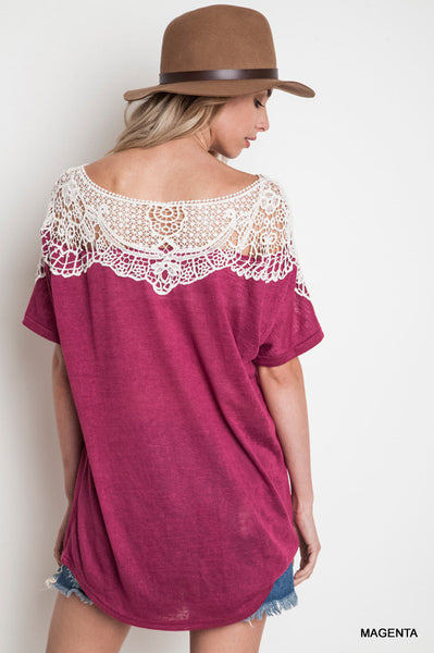 Patched Lace Sweater Tee